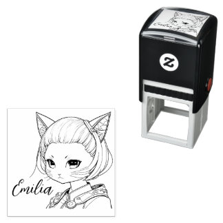 Sello Automático Manga Catgirl