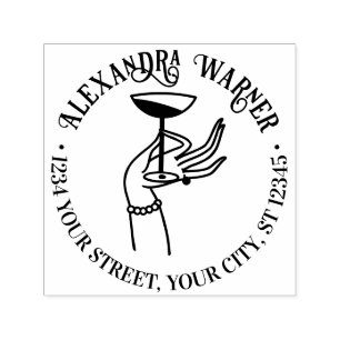 Sello Automático Mano de dama sosteniendo copa de champán Dirección