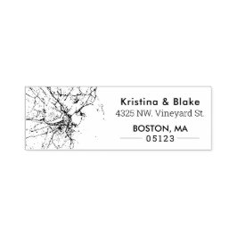 Sello Automático Mapa de Boston | Dirección del Personalizado