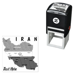 Sello Automático Mapa de Irán con bandera y emblema