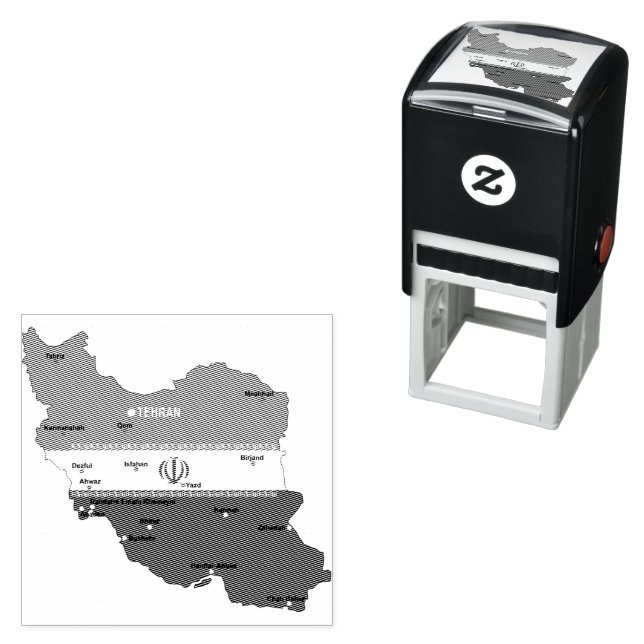 Sello Automático Mapa de Irán con bandera y emblema (In Situ)
