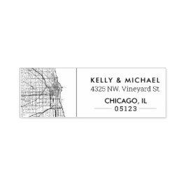 Sello Automático Mapa de la ciudad de Chicago, Illinois | Dirección