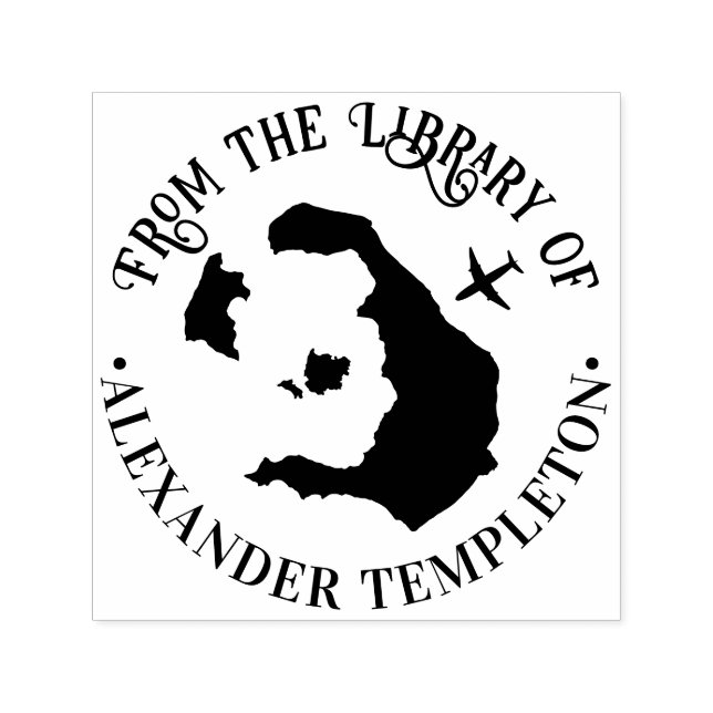 Sello Automático Mapa de Santorini Grecia Avión Redondo Biblioteca  (Diseño)