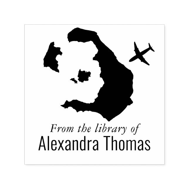 Sello Automático Mapa de Santorini Grecia Nombre del libro de la bi (Diseño)