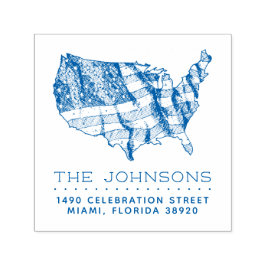 Sello Automático Mapa y bandera rusos de Estados Unidos | Dirección