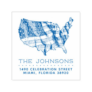 Sello Automático Mapa y bandera rusos de Estados Unidos   Dirección