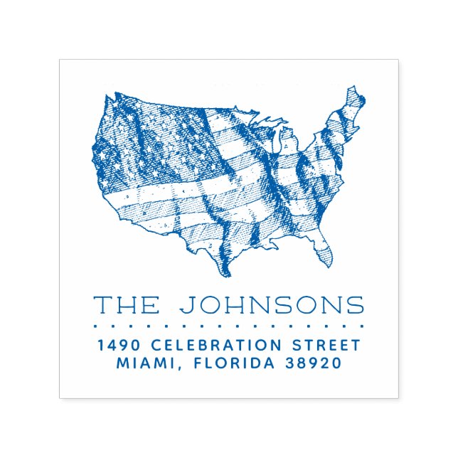 Sello Automático Mapa y bandera rusos de Estados Unidos | Dirección (Diseño)