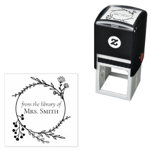 Sello Automático Marco botánico de la biblioteca de