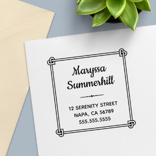 Sello Automático Marco de nudo en forma de corazón en la esquina Di