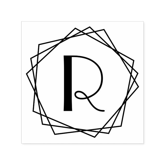 Sello Automático Marco de Pentágonos Geométricos Monograma inicial  (Diseño)