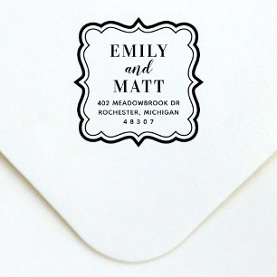 Sello Automático Marco Decorativo Dirección de Boda de Pareja