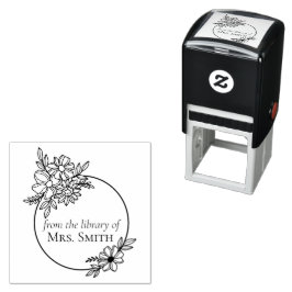 Sello Automático Marco Floral De la Biblioteca De