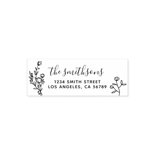 Sello Automático Marco Floral Firma Botánica Boho Chic (Diseño)