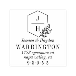 Sello Automático Marco monograma elegante de hoja | Dirección del B