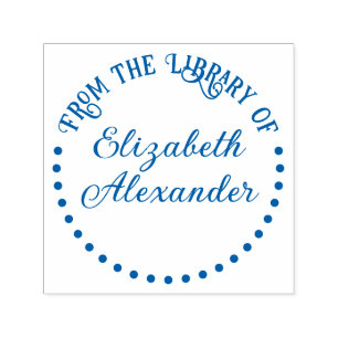 Sello Automático Marco redondo con puntos "desde la biblioteca de" 