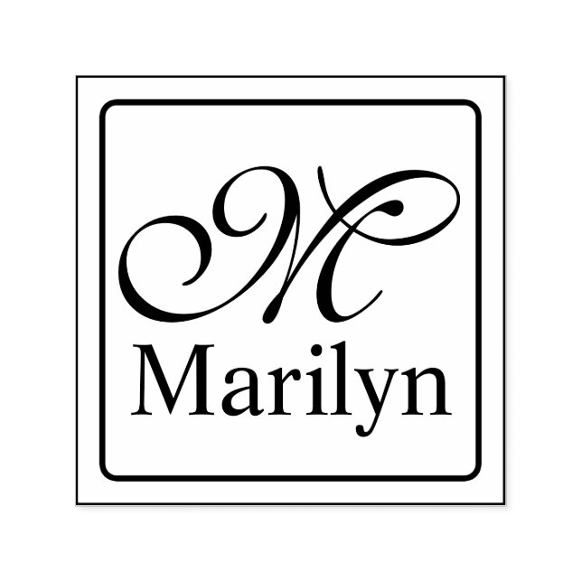 Sello Automático Marco sólido + su monograma y nombre (Diseño)