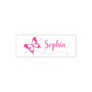 Sello Automático Mariposa Bonita Volando, Personalizado para Niñas