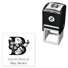 Sello Automático Mariposa de Monograma B De la Biblioteca De