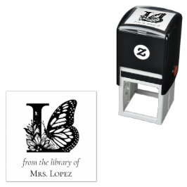 Sello Automático Mariposa de Monograma L de la Biblioteca De