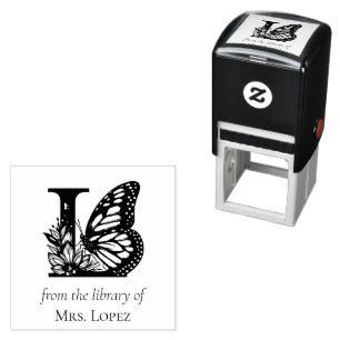 Sello Automático Mariposa de Monograma L de la Biblioteca De