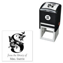 Sello Automático Mariposa de Monograma S De la Biblioteca De