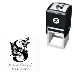 Sello Automático Mariposa de Monograma S De la Biblioteca De