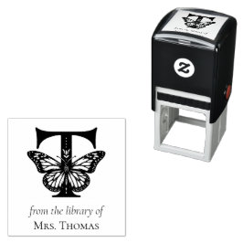 Sello Automático Mariposa de Monograma T De la Biblioteca De