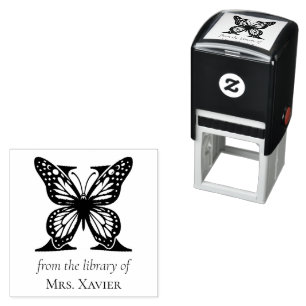 Sello Automático Mariposa de Monograma X De la Biblioteca De