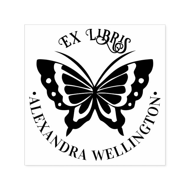 Sello Automático Mariposa Ex Libris Biblioteca Nombre del Libro #1  (Diseño)