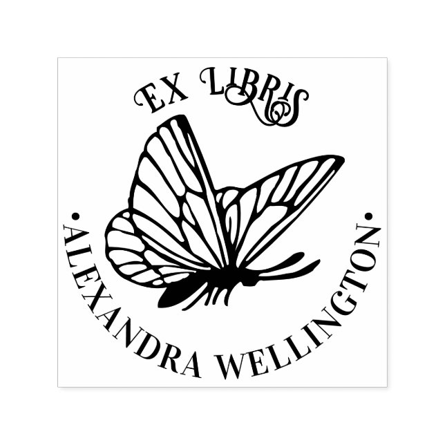Sello Automático Mariposa SV Ex Libris Nombre del libro de la bibli (Diseño)