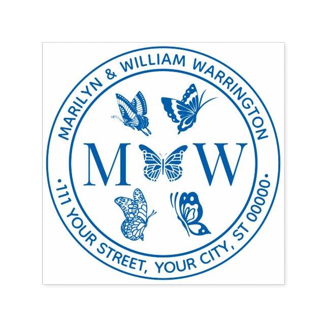 Sello Automático Mariposas #4 Pareja Boda 2 Dirección inicial (Diseño)