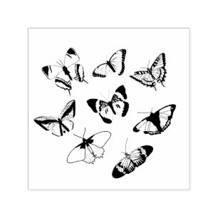 Sello Automático Mariposas Negras y Blancas Boda