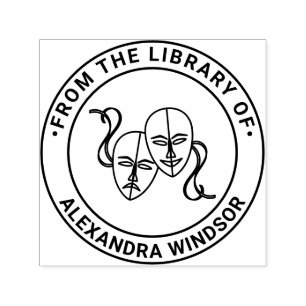 Sello Automático Máscaras de teatro de comedia trágica #1 Nombre de