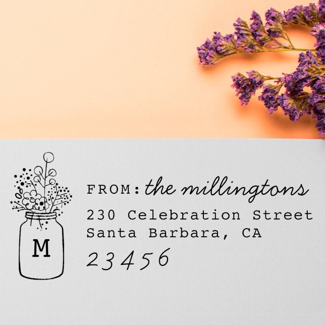 Sello Automático Mason Jar Personalizado Nombre y dirección de reto (Subido por el creador)