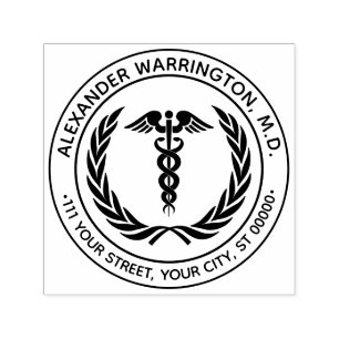 Sello Automático Médico Caduceo #1LR Corona Nombre Dirección