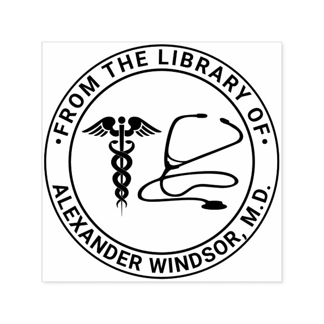 Sello Automático Médico Enfermera Caduceus Stethoscope Nombre del l (Diseño)