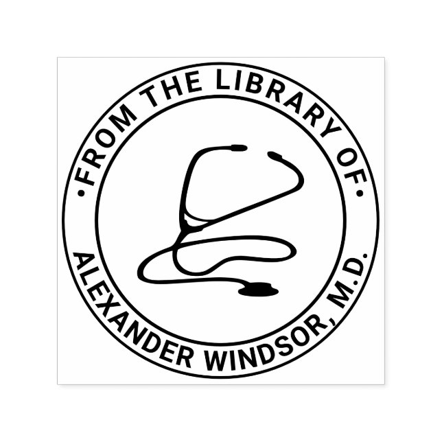 Sello Automático Médico Enfermera Estetoscopio Nombre del Libro (Diseño)