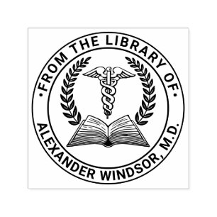 Sello Automático Médico médico Caduceus 2LR Nombre del libro