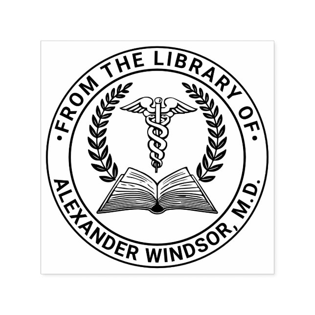 Sello Automático Médico médico Caduceus 2LR Nombre del libro (Diseño)