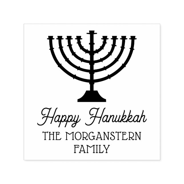 Sello Automático Menorá de Hanukkah Chanukah Apellido (Diseño)