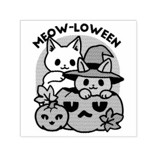 Sello Automático Meow-Loween - Diseño de felinos Halloween