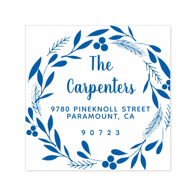 Sello Automático Merry Christmas Botanic Garland Handwriting (Diseño)