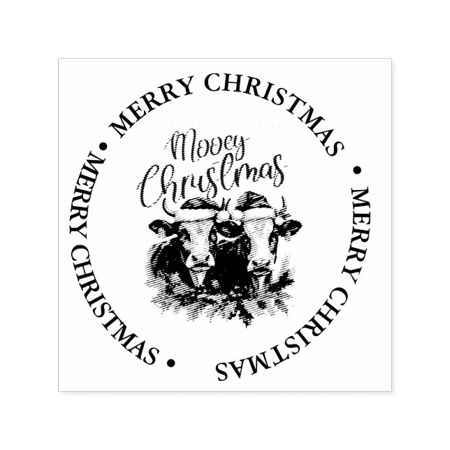 Sello Automático Merry Christmas Country Cow (Diseño)