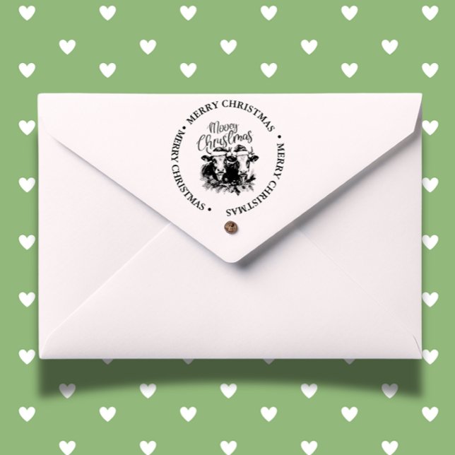 Sello Automático Merry Christmas Country Cow (perfect for heartfelt cards and festive crafts. Order yours today!)