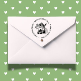 Sello Automático Merry Christmas Country Donkey