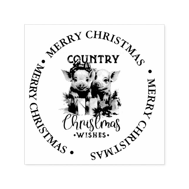 Sello Automático Merry Christmas Country Piggy Tema (Diseño)