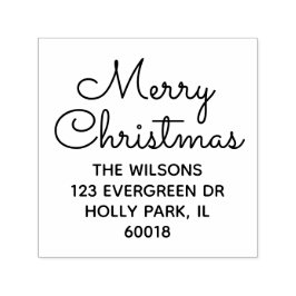 Sello Automático Merry Christmas Moda Simple Script Return Address