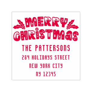 Sello Automático Merry Christmas Modern Script Name Return Address