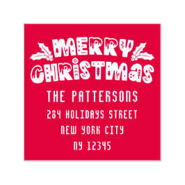 Sello Automático Merry Christmas Modern Script Name Return Address
