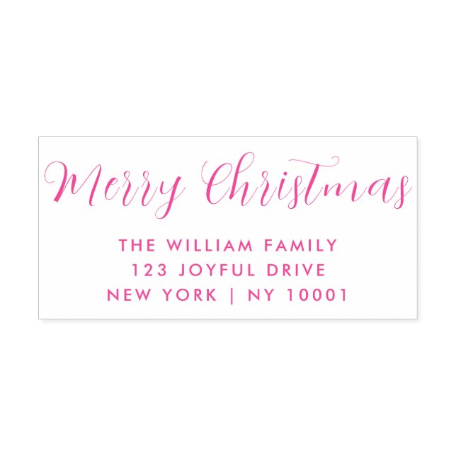 Sello Automático Merry Christmas Pink Typography (Diseño)